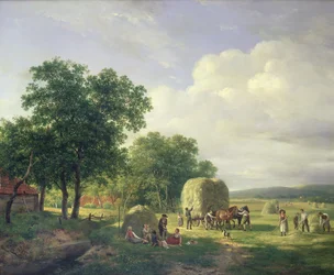 Skoglandskap med slåttemakere, 1822