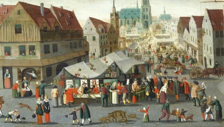Market Square, av Hendrick van Steenwijck Younger (ca. 1580-1649)