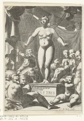 Naken kvinne med fem bryster. Tittelside for Fortunius Licetus, De Monstris, Amsterdam 1665