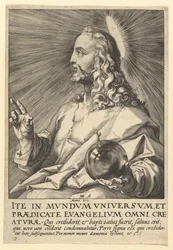 Kristus, fra Kristus, apostlene og den hellige Paulus med trosbekjennelsen, ca. 1589.