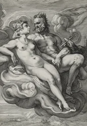 Jupiter og Juno, ca. 1593-94 (gravering på lagt papir)