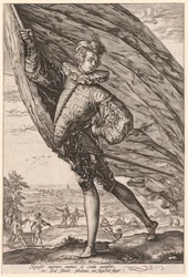 Fanebæreren, vendt mot venstre, 1587.