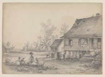 Enkelt hus med figurer