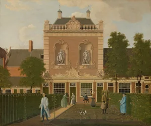 Garden and Coach House på 524 Keizersgracht i Amsterdam Hagen og skysshuset til Keizersgracht 524 i Amsterdam