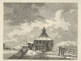 Sagging Muiderpoort, sett fra redutten, 1769