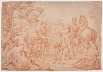 Romulus og Remus (Livy 1, 4). Studie etter Carlo Marattis maleri i Sanssouci, Potsdam (udf. 1692 for Niccolo Maria Pallavicini)