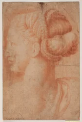 Studie for kvinnelig leder i Raphael: "The Transfiguration" Vatikanet, Roma