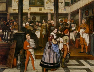 Frans Floris deltar på en bankett i Sankt Lukas-lauget