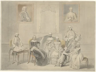 Barna til Pieter Cornelis Hasselaer og Clara Wendela Sautijn, hvis portretter henger på veggen, med deres bestemor Wendela Eleonora Reael