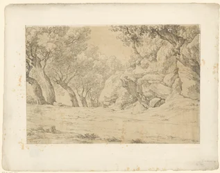 Allé med gjengrodde steiner Tentamina Lithographica (serietittel) Italienske landskap (serietittel)