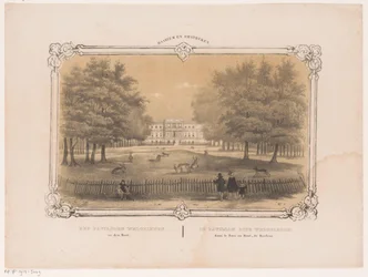 Utsikt over Welgelegen-paviljongen Welgelegen-paviljongen i hultre (tittel på objekt) Haarlem og omegn (serietittel på objekt)