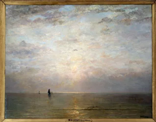 Solnedgang sol. Maleri av Hendrik Wilhem Mesdag (1831-1915), ec. Holl. 1800-tallet. Olje på lerret. Mål: 1,40 x 1,80 m. Paris, Musee d