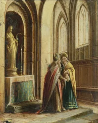 To skikkelser i en kirke