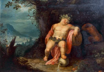 Bacchus Asleep (olje på lerret)
