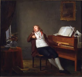 Portrett av pianisten og komponisten Johann Ladislaus Dussek (1760-1812) av Danloux, Henri-Pierre (1753-1809). Olje på lerret