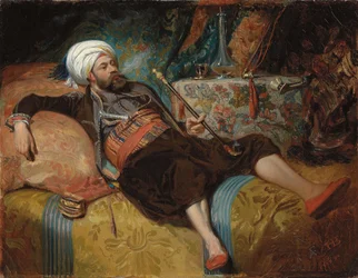 En liggende tyrker som røyker en vannpipe, 1844