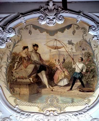 Fiskescene ved Chantilly Castle Maleri av Henri Baron (1816-1885) 1846 Søn. 0,97x1,14 m Chantilly, Musee Conde