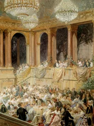 Resepsjonen gir til tuileriene av Napoleon III. Akvarell av Henri Baron (1816-1885)