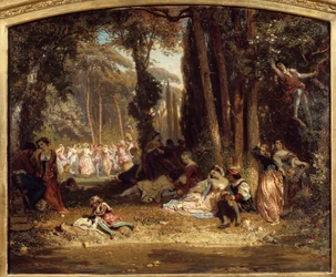Vårfest i Toscana. Maleri av Henri Baron (1816-1885)