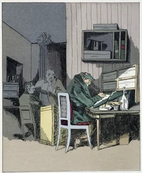 Kontormedarbeider - i "" Administrative mores"" av Henri Monnier