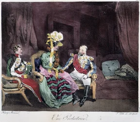 En beskytter - i "" Parisian Sketches" av Henri Monnier, red. Delpech, Paris