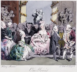 Une soiree (1700-tallet) - i "" Tidligere og i dag" av Henri Monnier, red. Delpech