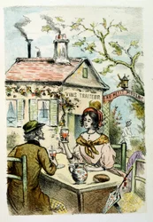Illustrasjon av Henri Boutet, for 'Francine's Muff' (Le Manchon de Francine) av Louis-Henri Murger, også kjent som Henri Murger; (1822-1861), fransk romanforfatter og poet.
