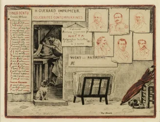 Portretter av Mrs. de Lesseps, Coppée, General Pittié, de Bornier, Henri Martin, Mis de Cherville, 1883 (radering, tørrnål)