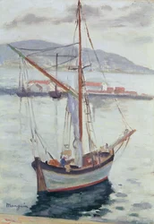 Yachter på Saint Tropez (olje på lerret)