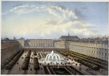 Jardin du Palais-Royal, rundt 1820 i ""Views of Paris"" av Courvoisier 1827
