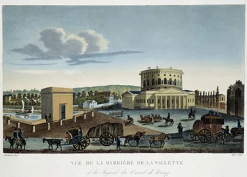 The Barriere de la Villette, rundt 1820 - i "" Views of Paris "" av Courvoisier