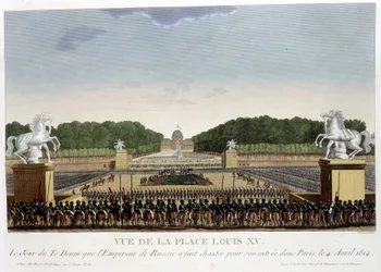 Place Louis XV (av Concorde), rundt 1820 i "" Vues de Paris"" av Courvoisier 1827