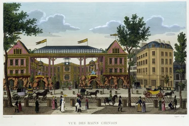 The Chinese Baths, ca 1820 i "" Views of Paris"" av Courvoisier 1827