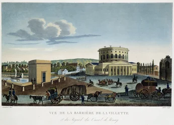 Utsikt over Barrier de la Villette - i "" Utsikt over Paris, ca. 1810: Les Barriers de Paris "" av Courvoisier