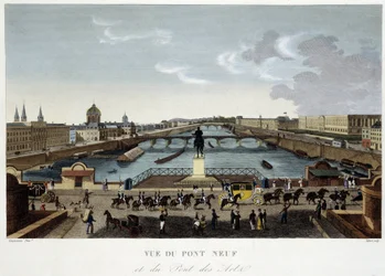 Utsikt over den nye broen - i "" Vues de Paris"" av Courvoisier