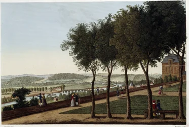 Utsikt tatt fra terrassen til St Germain en Laye - i "" Vues de Paris"" av Courvoisier
