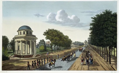 Utsikt over Monceau-hagen - i "" Views of Paris"" av Courvoisier
