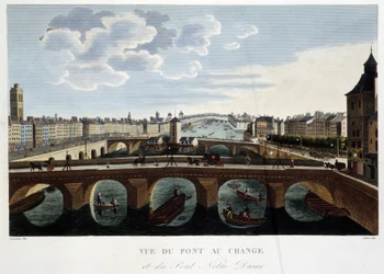 Utsikt over endringsbroen - i "" Views of Paris"" av Courvoisier