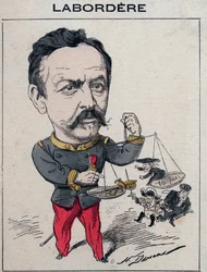Jean Marie Arthur Labordere , fransk militærmann, politiker, senator for Seinen - tegneserie av Henri Demare i "Les Hommes d