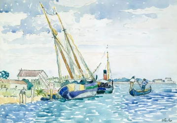 Marine Scene Boats nær Venezia, 1903.