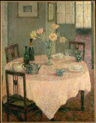 Interiør med rosa duk (maleri)