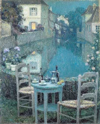 Small Table in Evening Dusk av Le Sidaner, Henri (1862-1939)