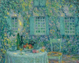 Bordet. Solen på bladene, Gerberoy - Peinture de Le Sidaner, Henri (1862-1939)