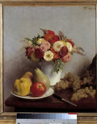 Blomster og fruktmaleri av Henri Fantin Latour (Fantin-Latour