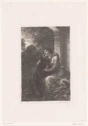 Lohengrin og Elsa klemmer i bryllupssuiten Lohengrin. Akt III. Scene d