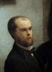 Bordhjørne, Detalj. Portrett av poeten Paul Verlaine. Maleri av Henri Fantin Latour (Fantin-Latour