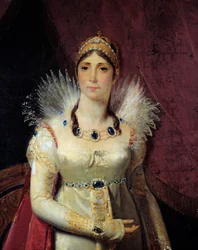 Portrett av imponen Josephine de Beauharnais (1763-1814) Detalj. Maleri av Henri Francois Riesener (1767-1828) 1806 Søn. 2,3x1,3 m Malmaison, Castles of Malmaison og Bois Preau - Portrett av keiserinne Josephine de Beauharnais (1763-1814) - Detalj.