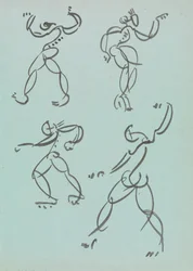 Fire studier av dansende figurer