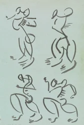 Fire studier av dansende figurer