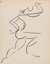 Mannlig dansende figur, i profil